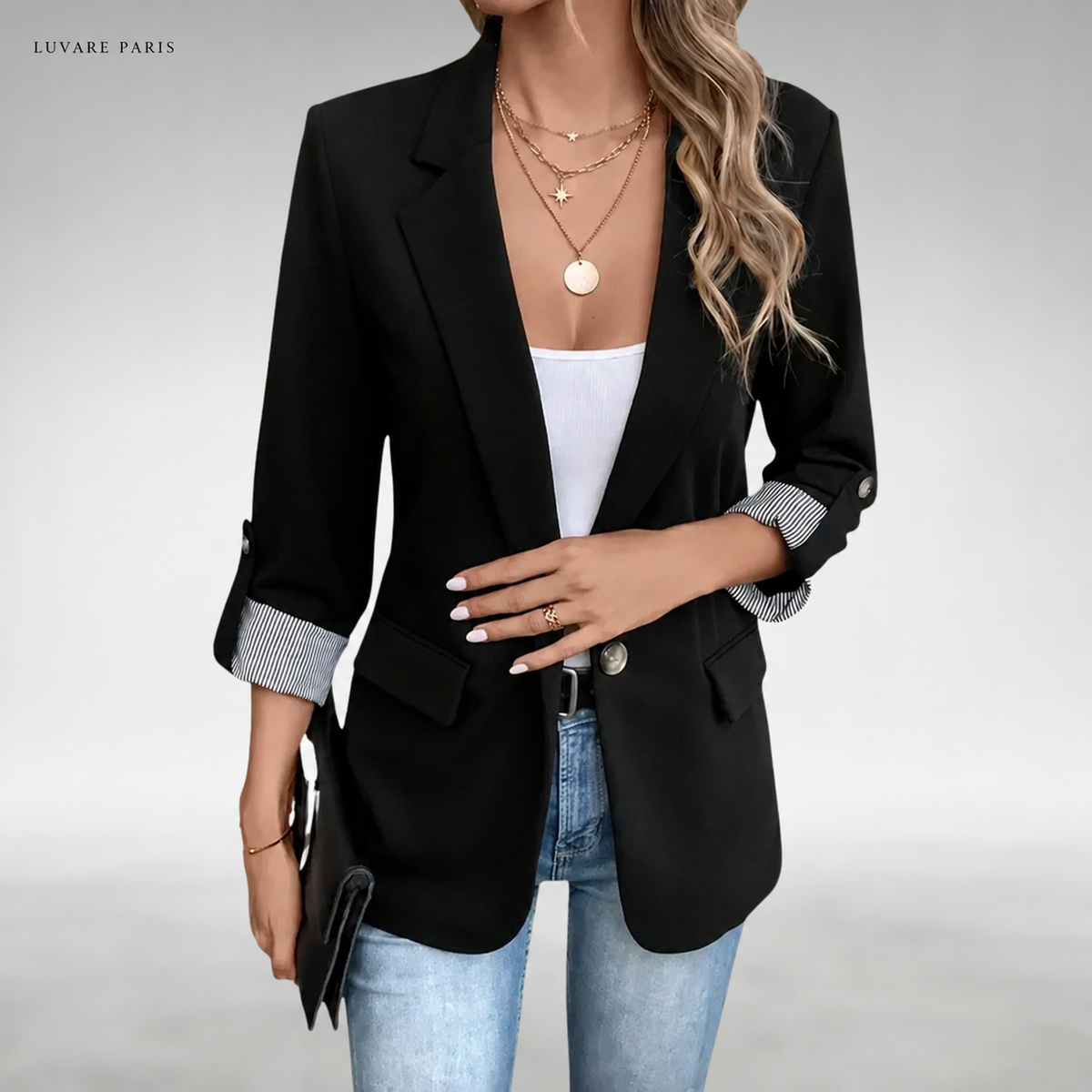 Blazer con Maniche Risvoltate