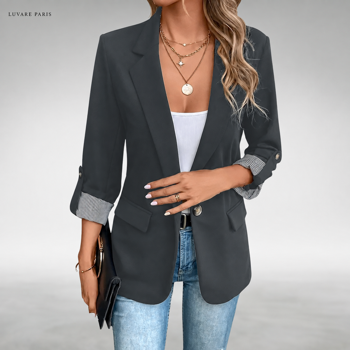 Blazer con Maniche Risvoltate
