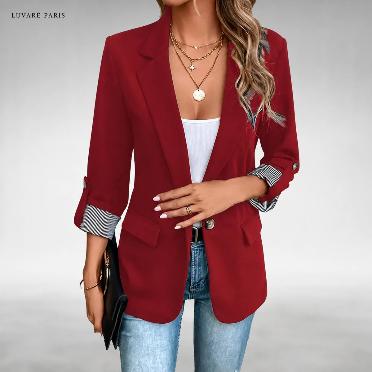 Blazer con Maniche Risvoltate