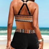 Maryan | Bikini con motivo geometrico e fascia alta elasticizzata
