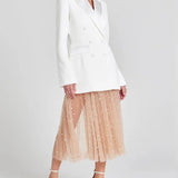 Sofia | Blazer Bianco Doppiopetto in Raso