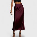 Sasha - Gonna Midi in Raso a Vita Alta da Donna
