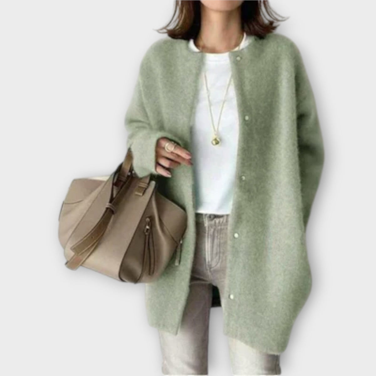 Cardigan oversize con bottoni a pressione