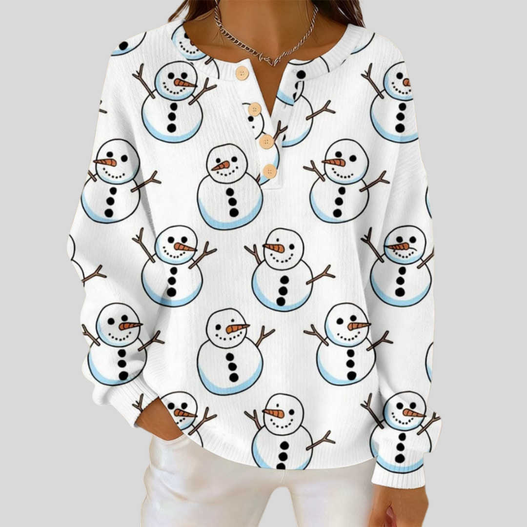Maglione Bianco con Pupazzi di Neve