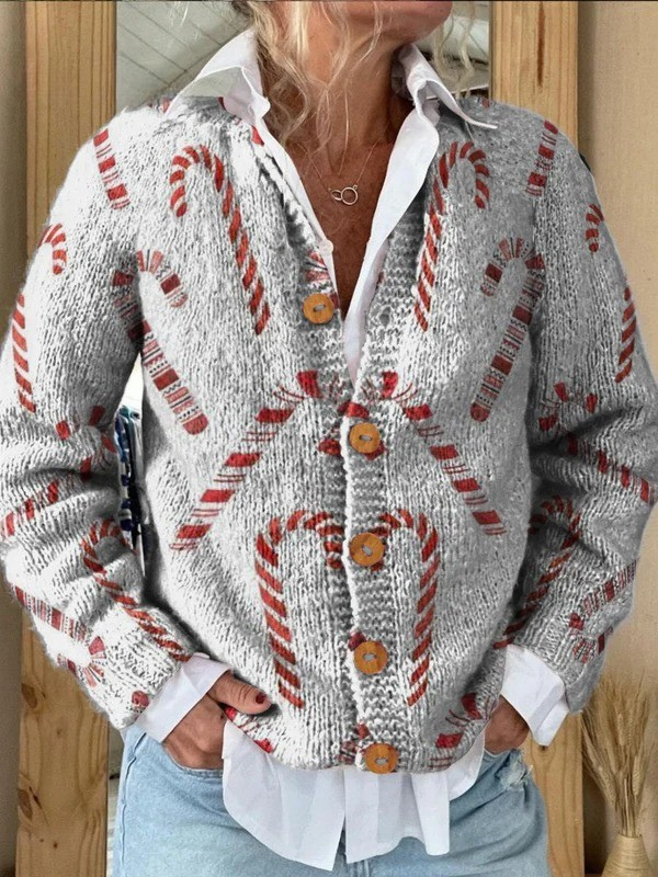 Solange | Cardigan festivo con motivo di bastoncini di zucchero