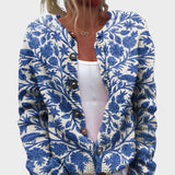 Serena - Cardigan Floreale Blu Autunnale