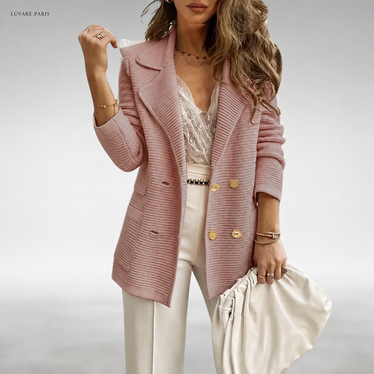 Blazer Doppiopetto con Trama Lavorata