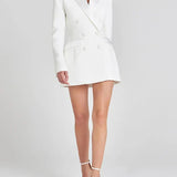 Sofia | Blazer Bianco Doppiopetto in Raso