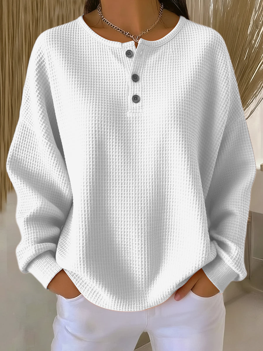 Giulia | Maglione Henley in Maglia Waffle Confortevole