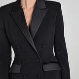 Sofia | Blazer reversibile in satin nero con doppia fila di bottoni