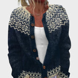 Ludovica - Cardigan Jacquard Blu Autunnale