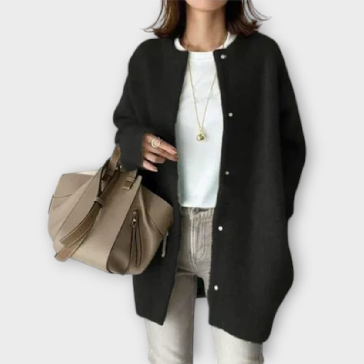 Cardigan oversize con bottoni a pressione