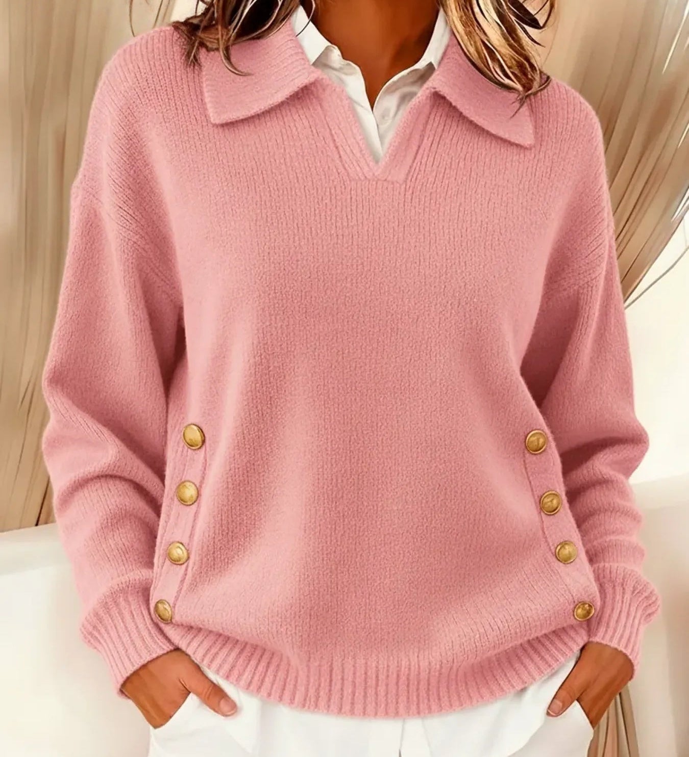 Maglione con Collo Polo e Bottoni