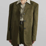Sofia | Blazer Oversize in Suede Verde Militare