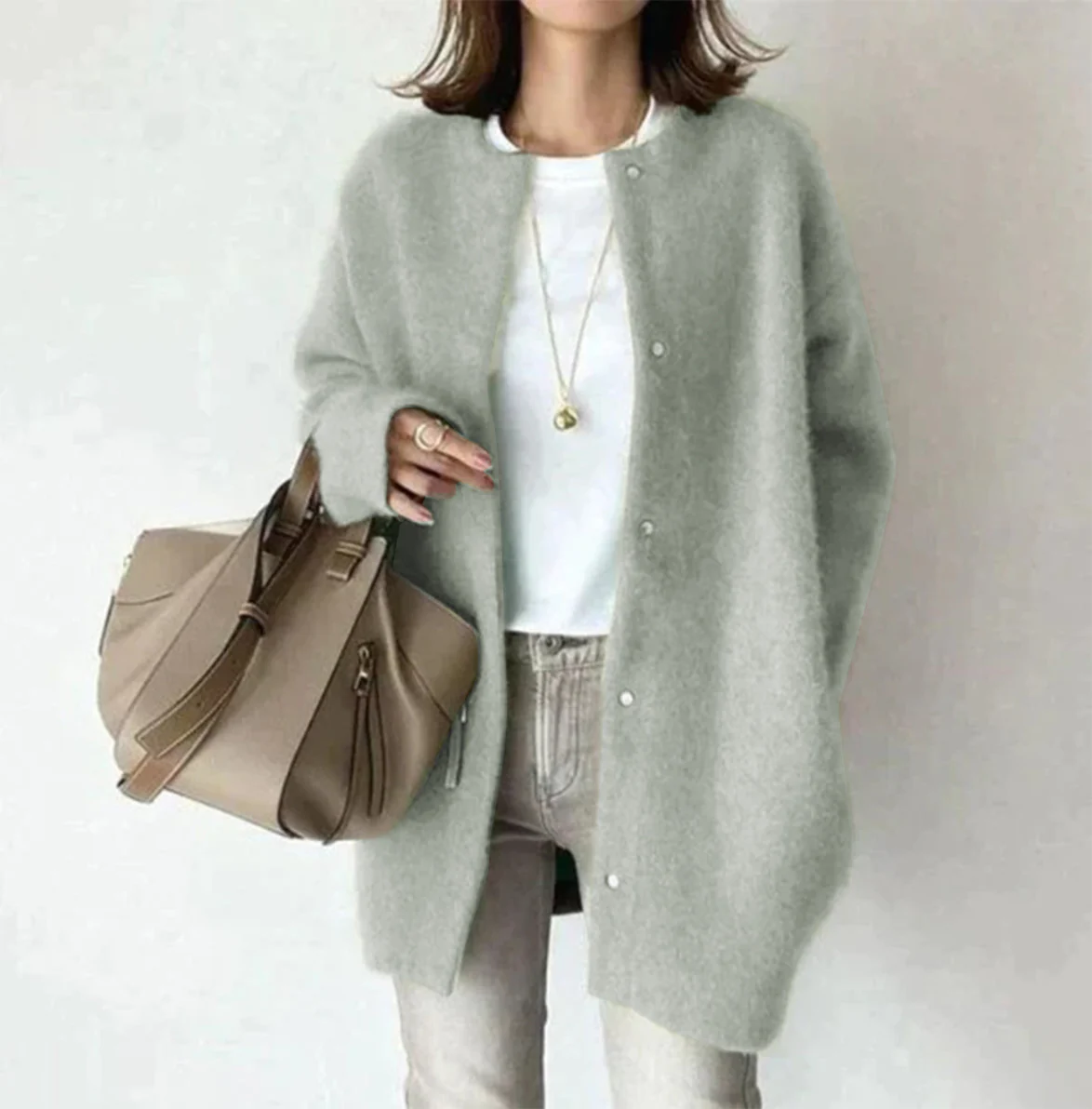Cardigan oversize con bottoni a pressione