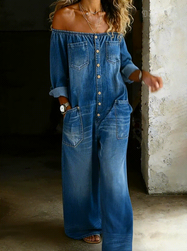 Sidonie | Combinazione in denim con spalle scoperte