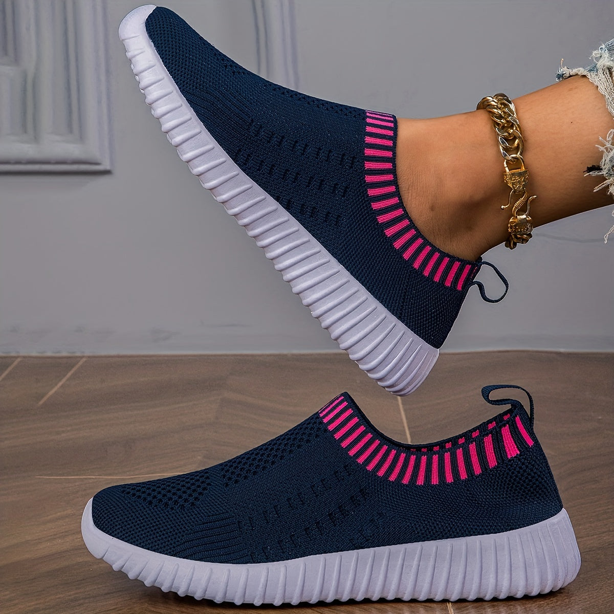 Sneakers Slip-On con Bordo a Righe