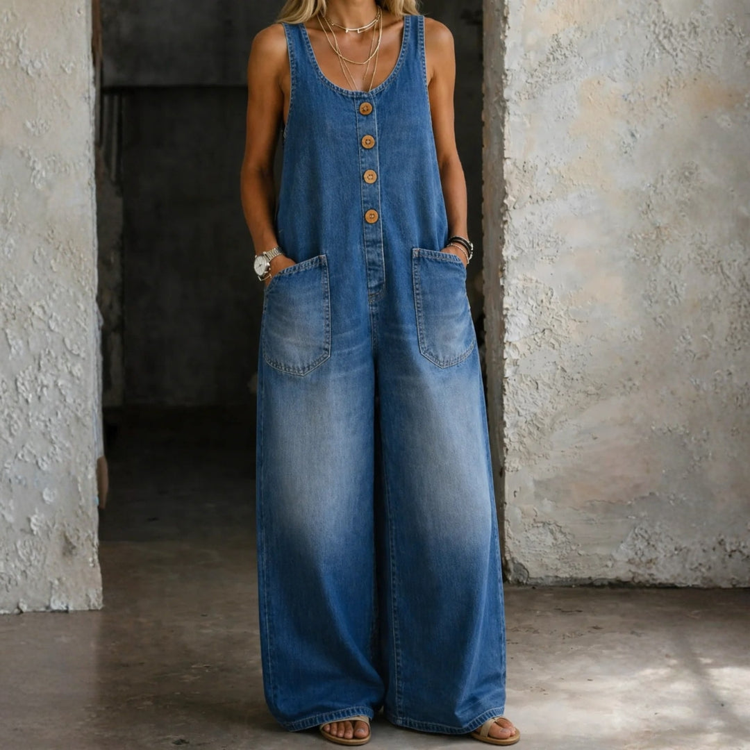 Salopette in Cotone con Lavaggio Vintage