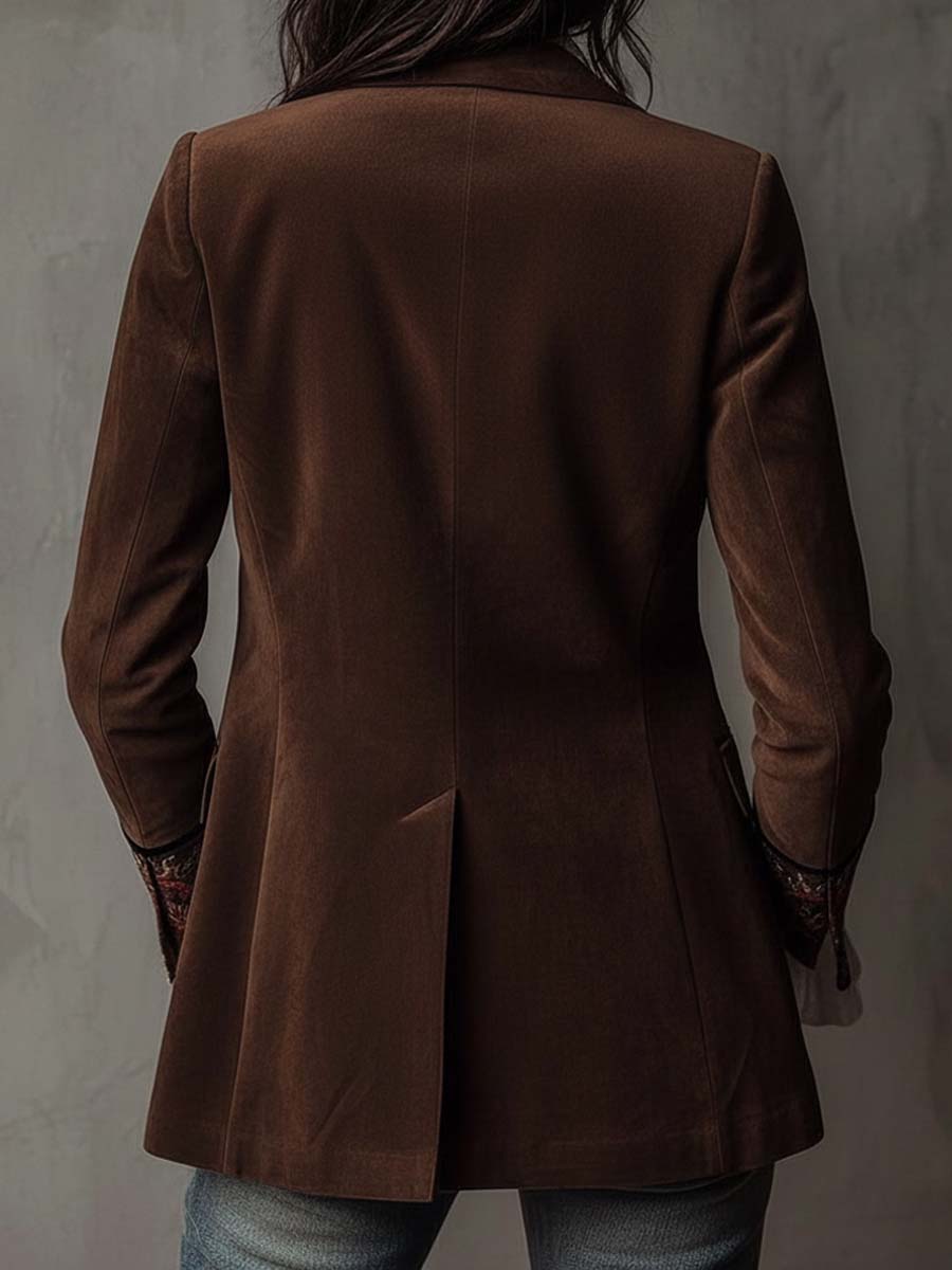 Blazer effetto camoscio con ricami