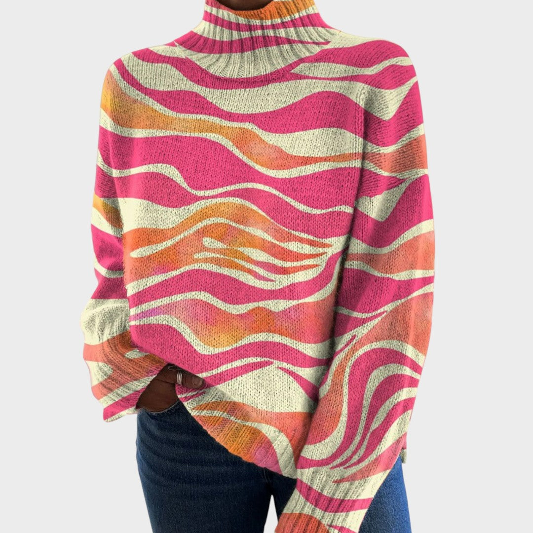 Maglione a Collo Alto a Stampa d'Autore