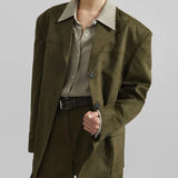 Sofia | Blazer Oversize in Suede Verde Militare