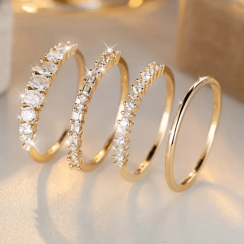 Anelli Impilabili in Zirconia Dorata 14k