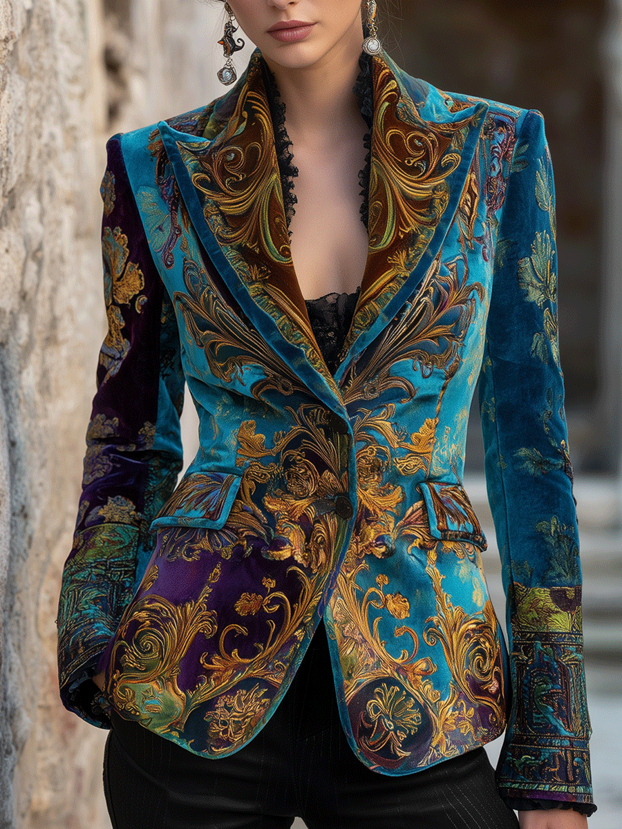 Blazer sartoriale in velluto barocco