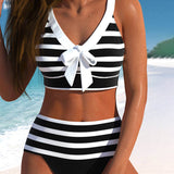 Laluna® | Bikini a righe a vita alta
