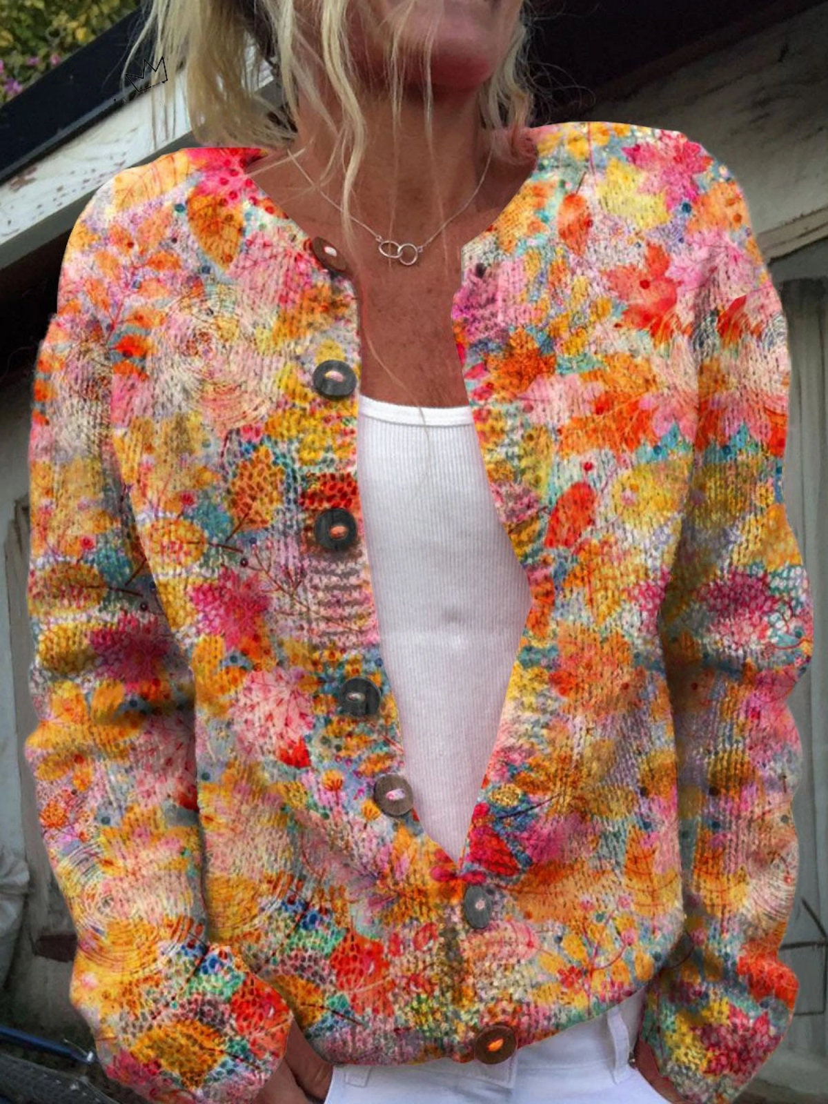 Léna | Cardigan casual con stampa floreale