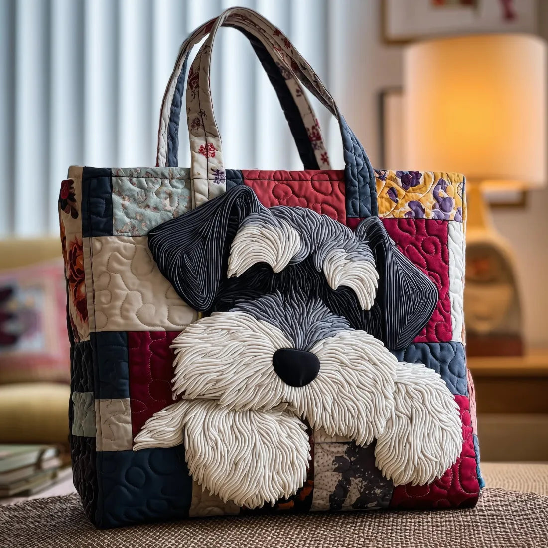 Borsa per la Spesa Fatta a Mano con Schnauzer