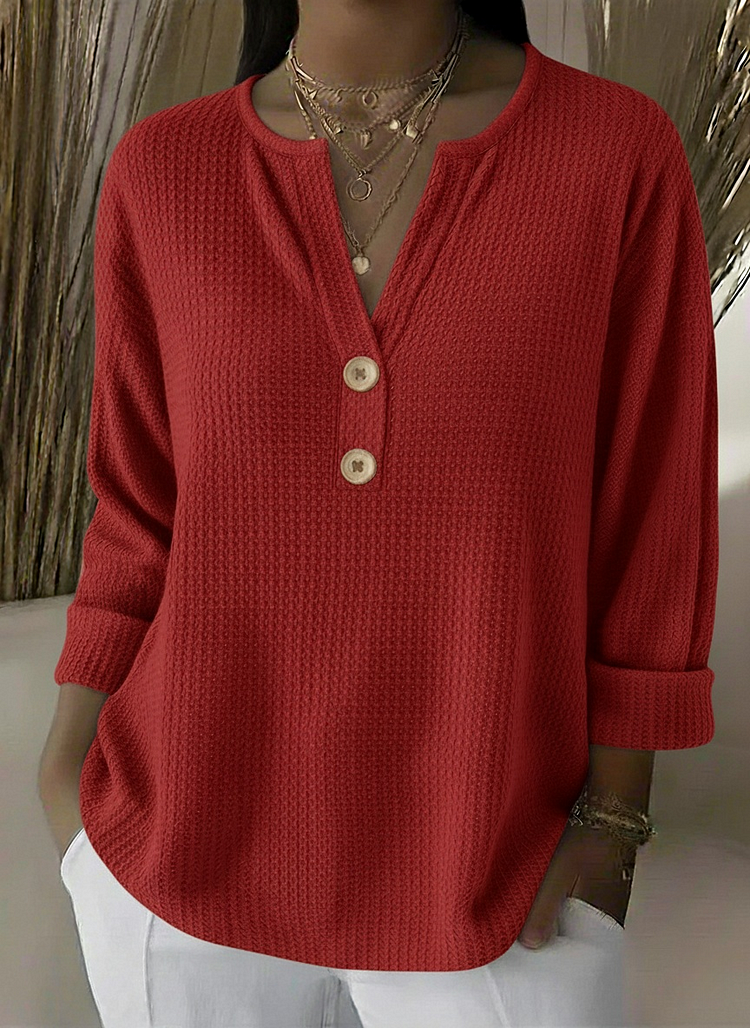 Maglia Henley Goffrata con Bottoni