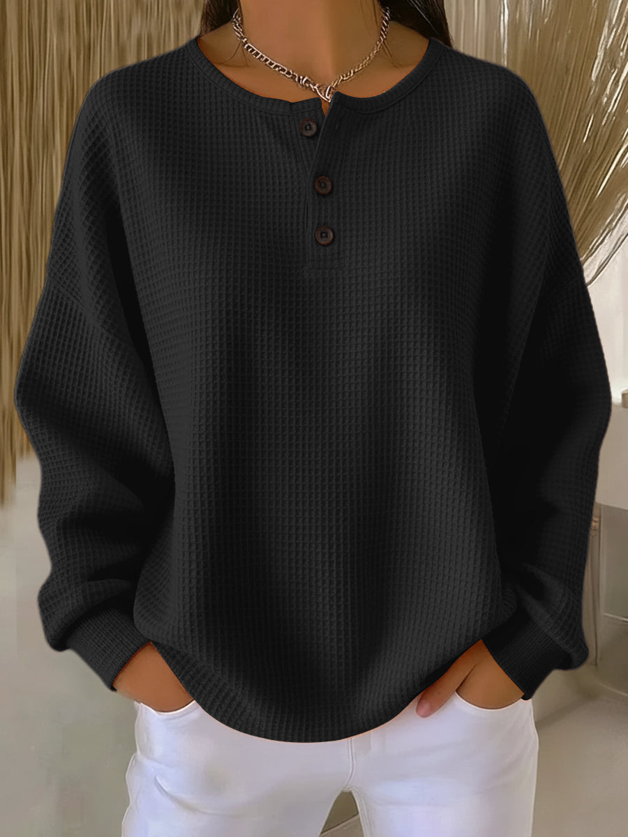 Giulia | Maglione Henley in Maglia Waffle Confortevole