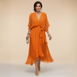Monica | Vestito in chiffon con scollo a V