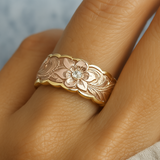 Anello in Oro con Fiore Rosa Vintage