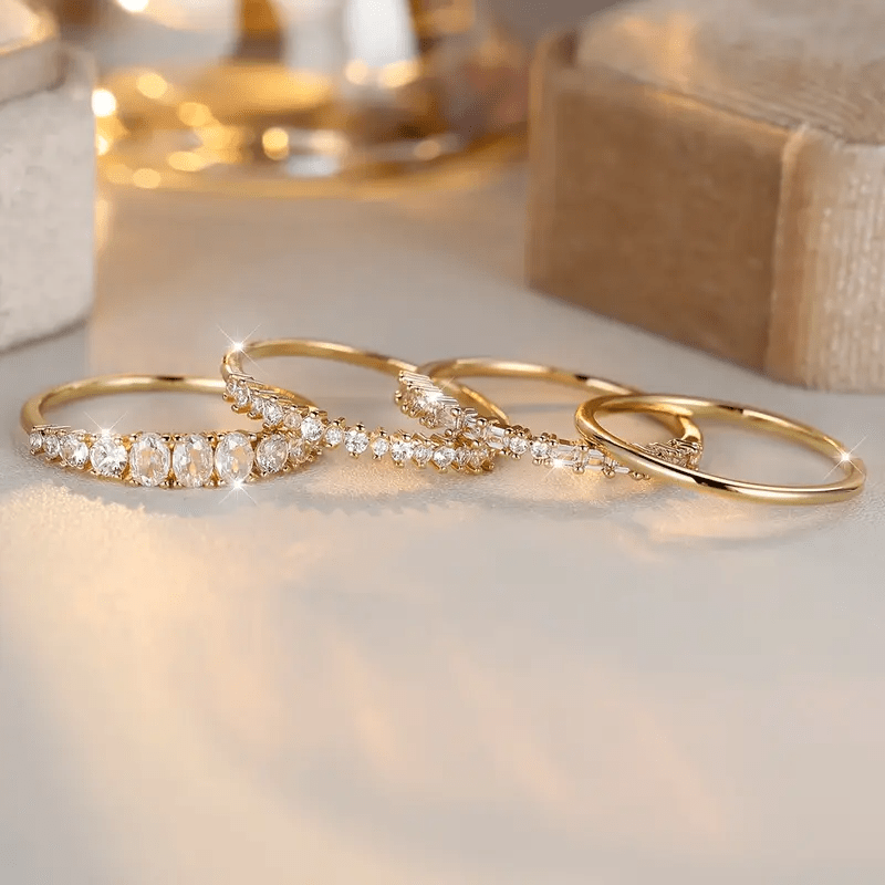 Anelli Impilabili in Zirconia Dorata 14k