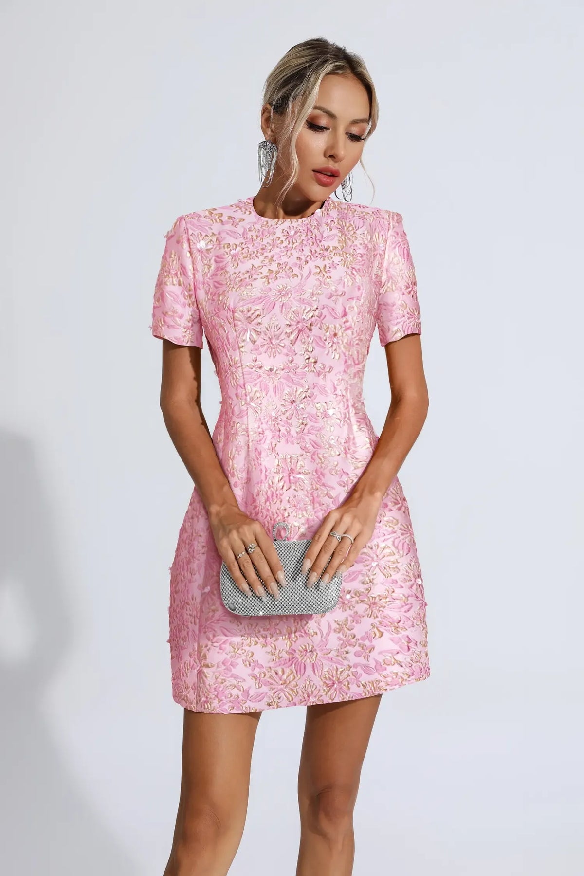 Alyshia - Mini abito floreale jacquard