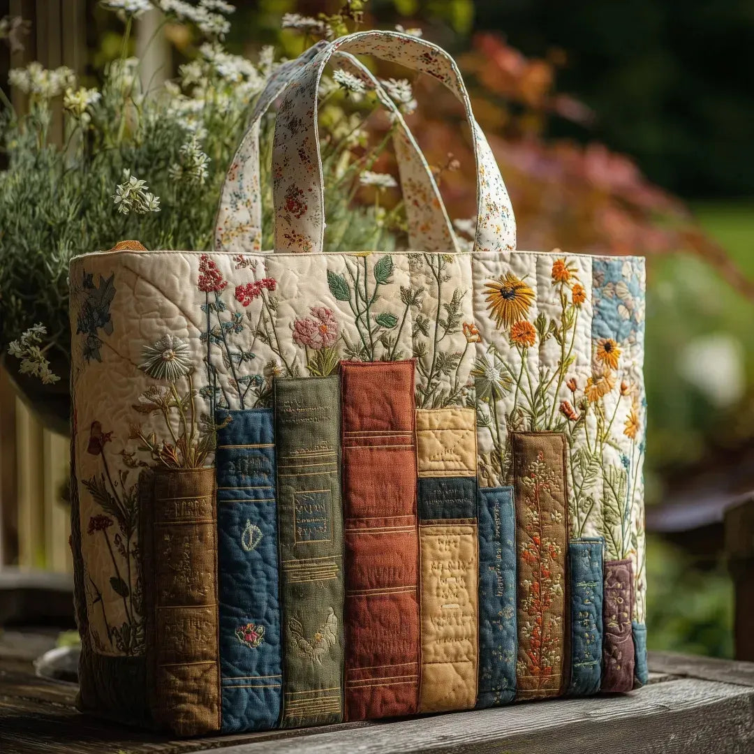 Borsa Imbottita Fatta a Mano: Libri e Fiori