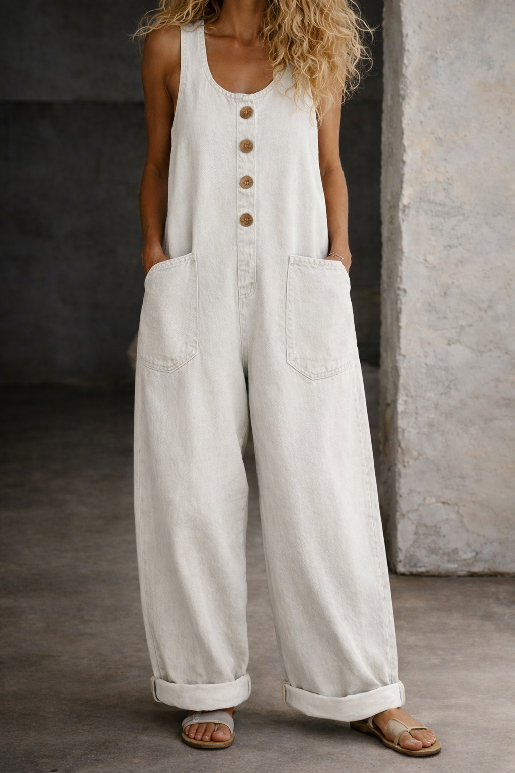 Salopette in Cotone con Lavaggio Vintage