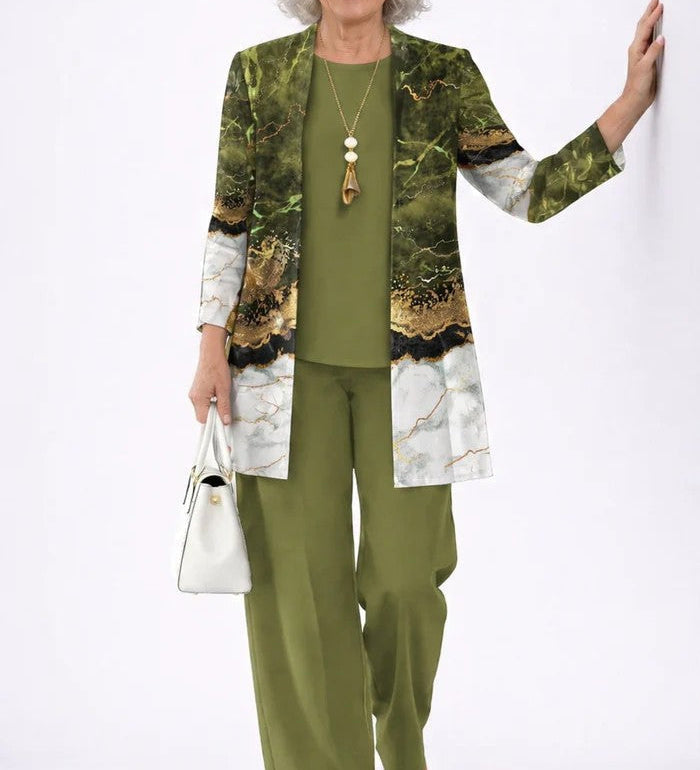 Jenilyn | Set Tre Pezzi Elegante da Donna - Verde Oliva