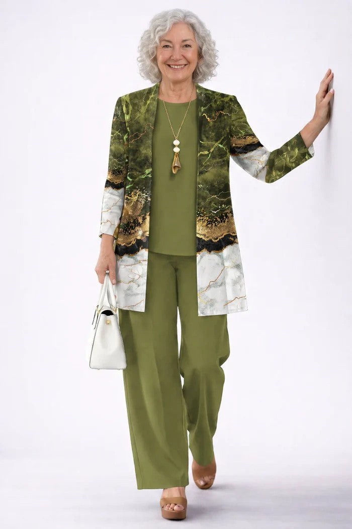 Jenilyn | Set Tre Pezzi Elegante da Donna - Verde Oliva