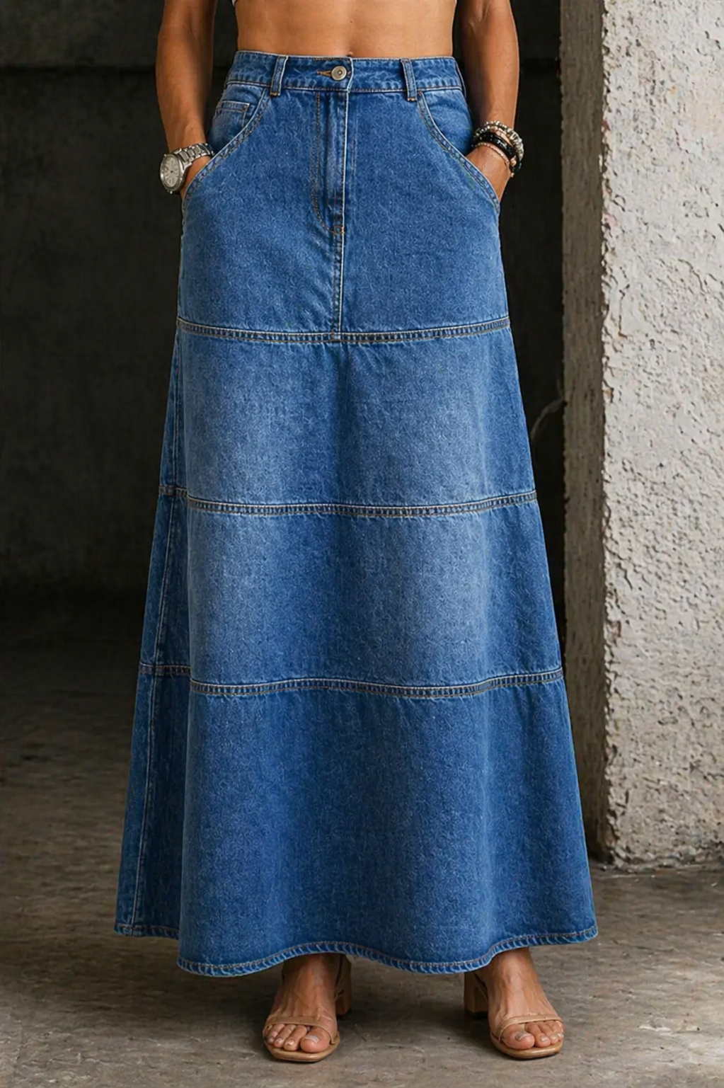 Gonna Midi in Denim