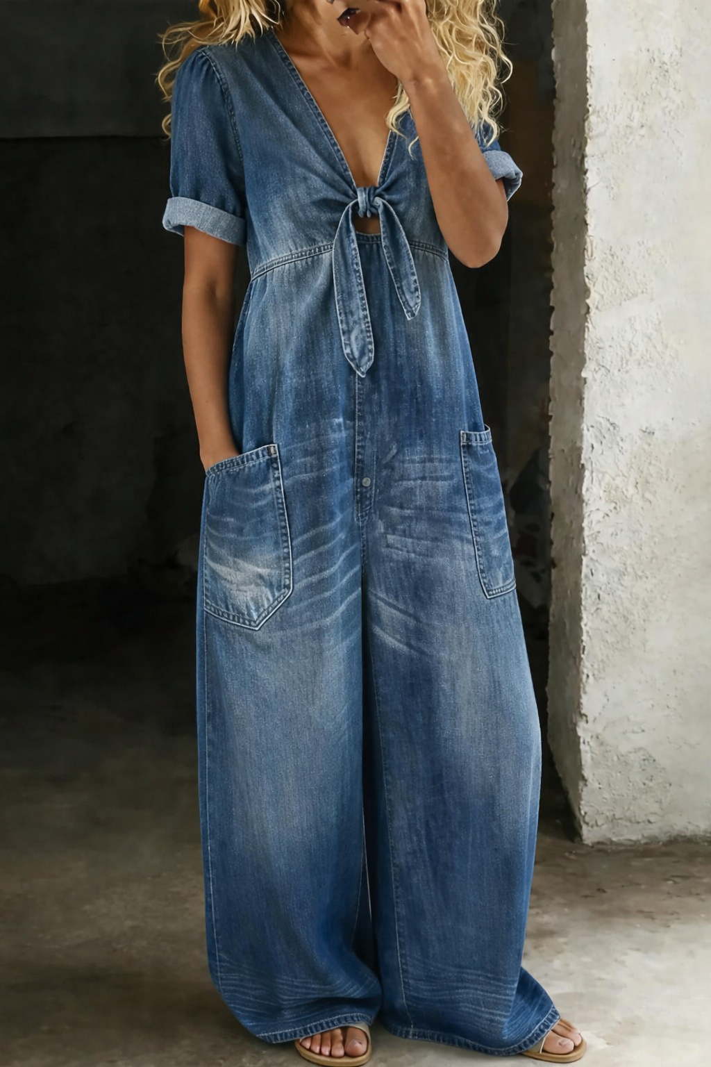 Garance | Tuta in denim con scollo a V