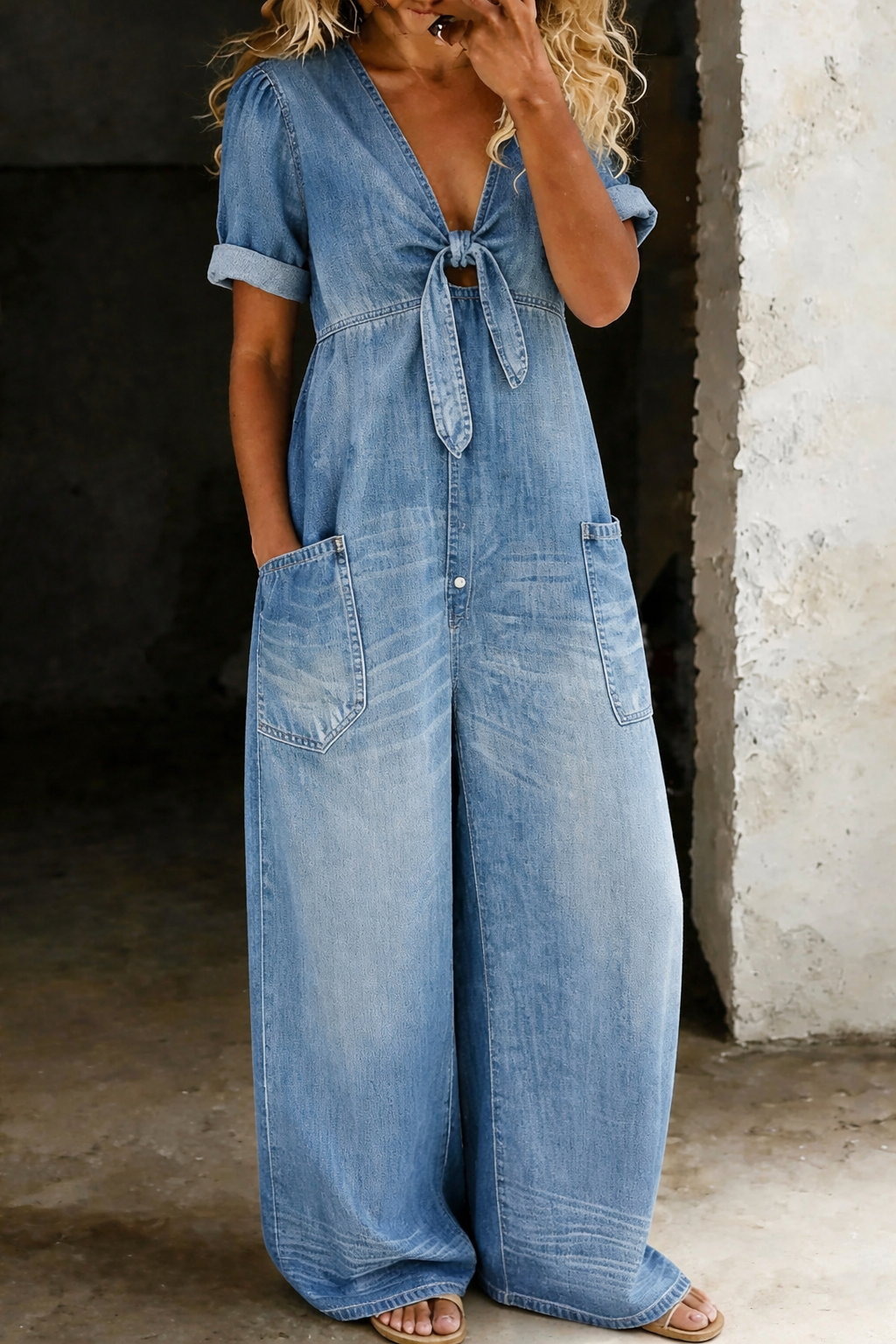 Garance | Tuta in denim con scollo a V