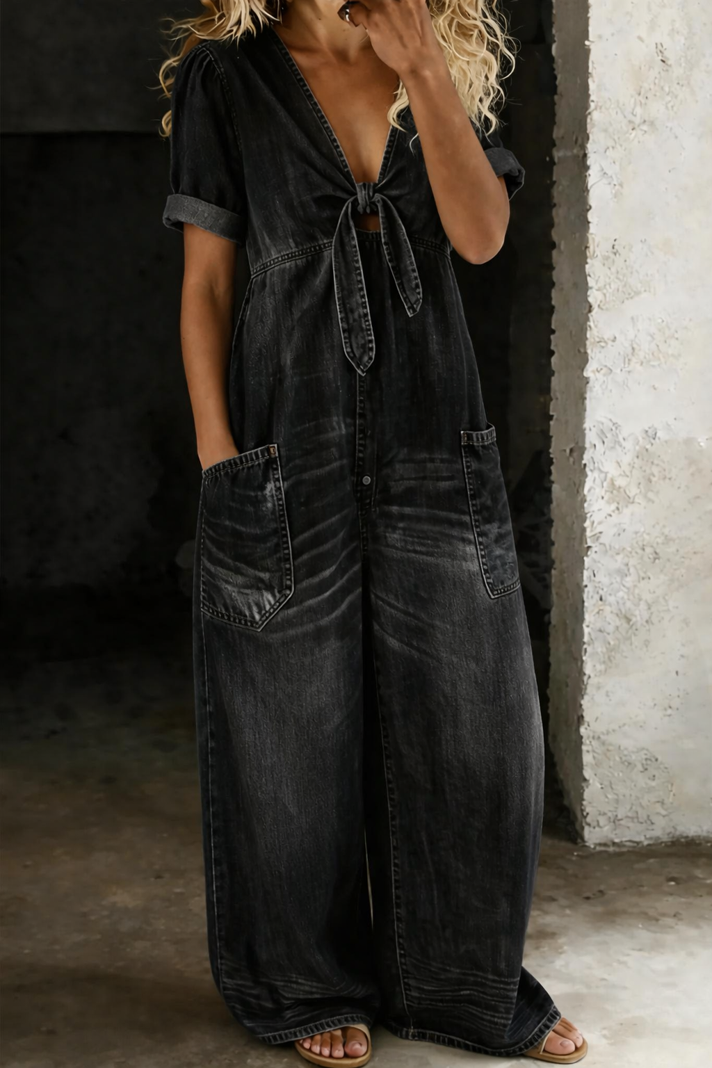 Garance | Tuta in denim con scollo a V