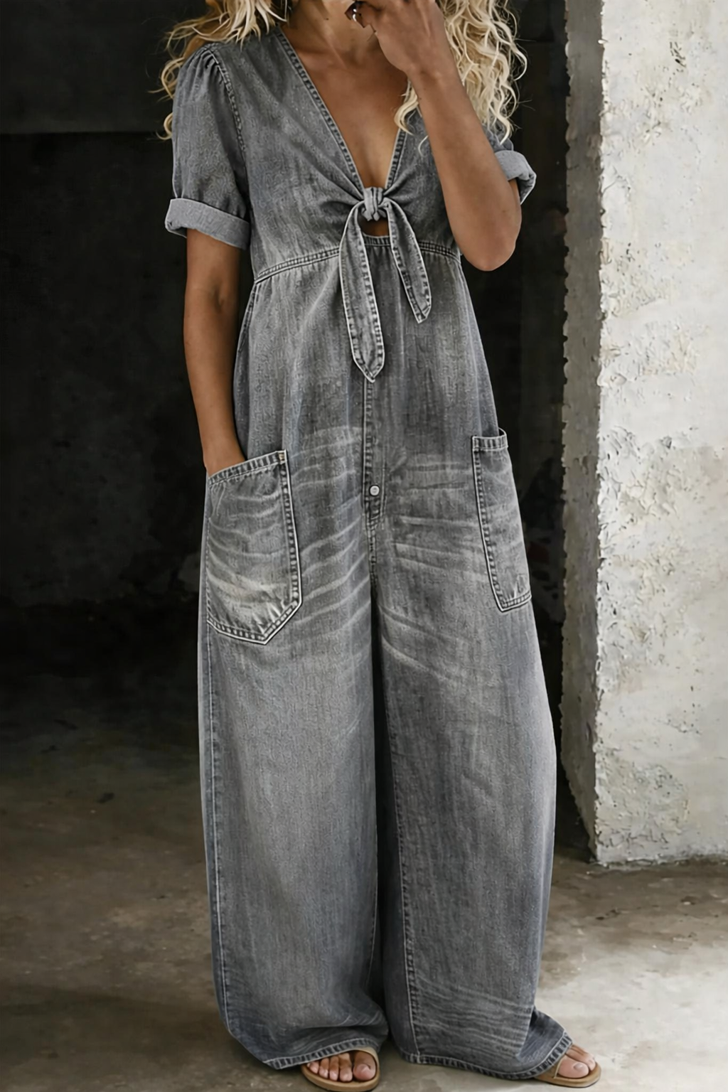Garance | Tuta in denim con scollo a V