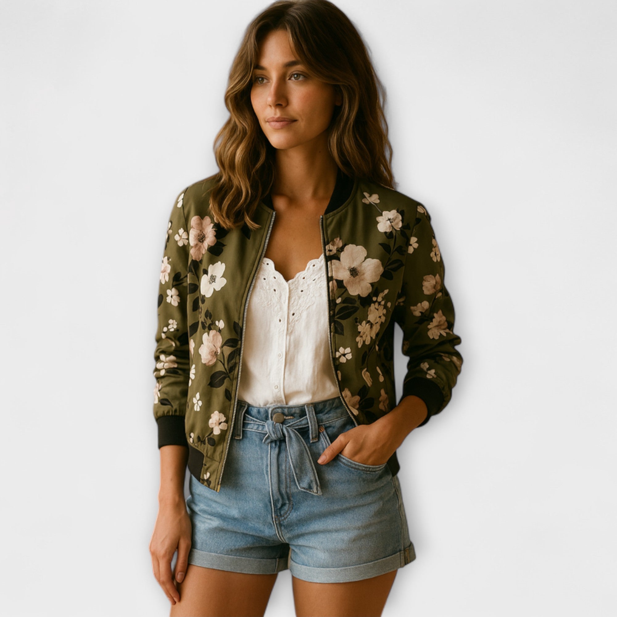 Andreia - Giacca bomber elegante con motivo floreale
