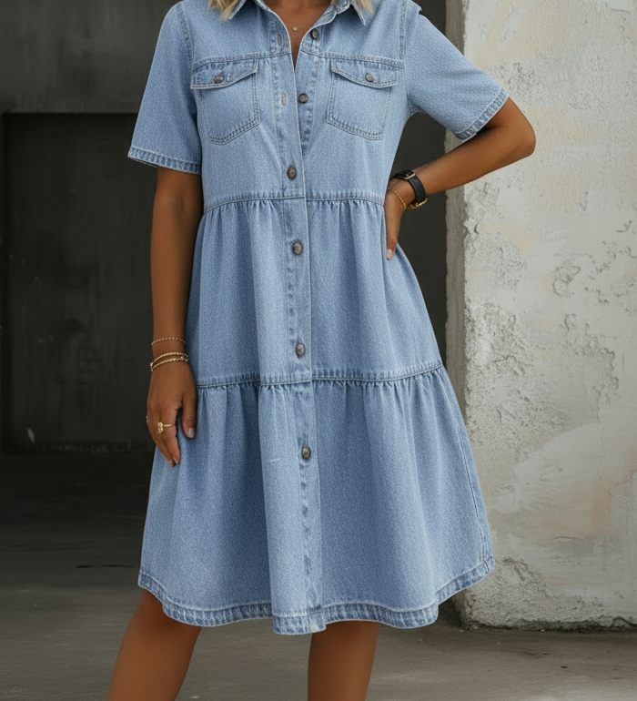 Abito Midi in Denim Casual ed Elegante