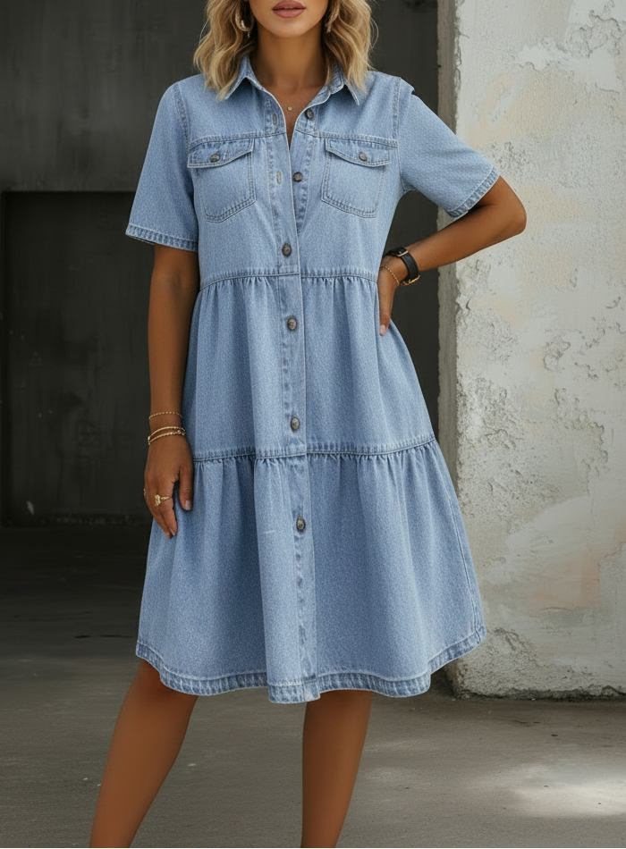 Abito Midi in Denim Casual ed Elegante