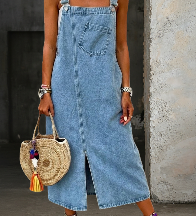 Abito Casual in Denim con Spalline