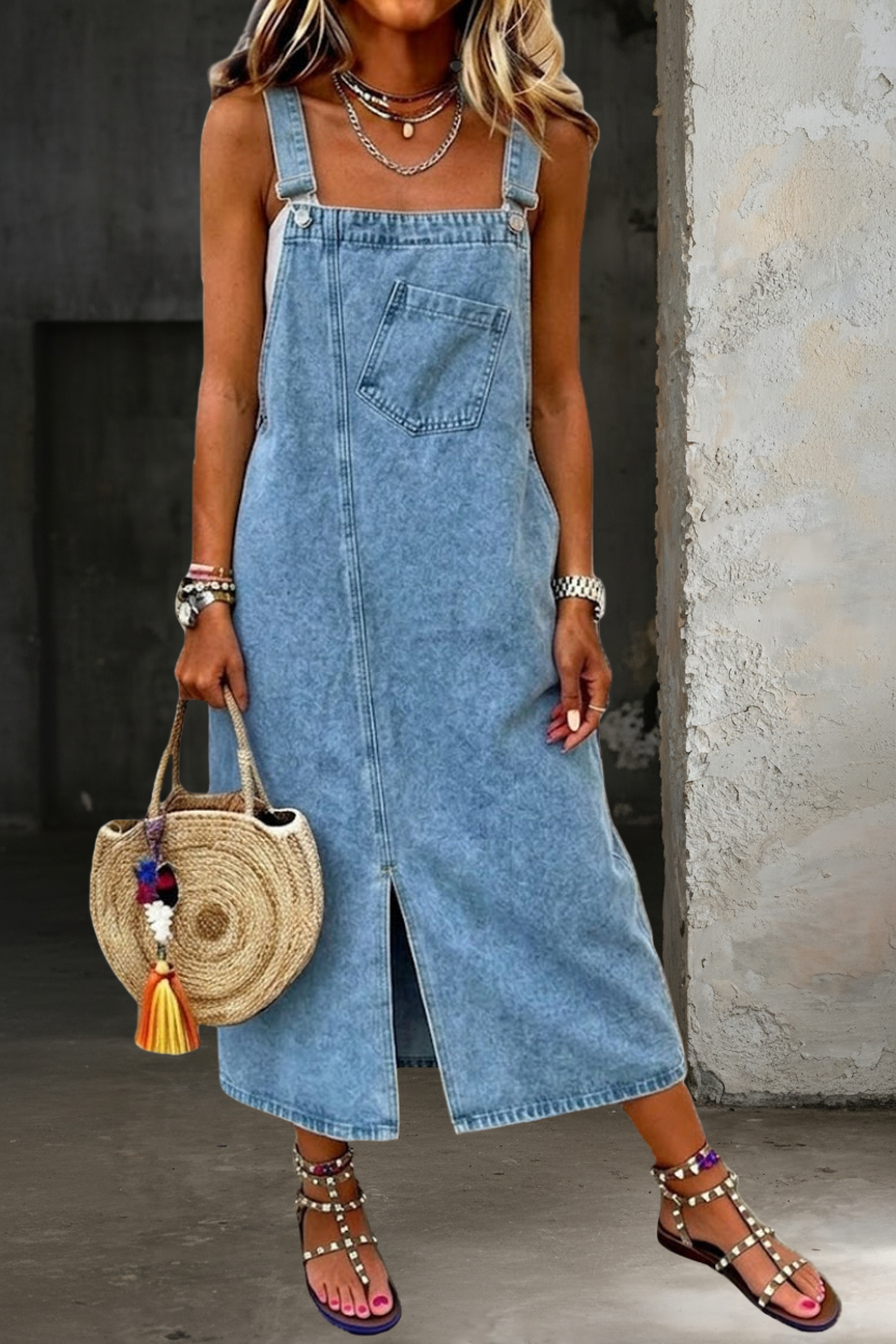 Abito Casual in Denim con Spalline